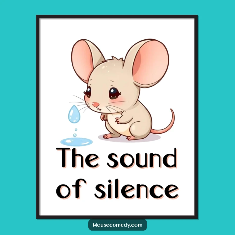 Funny Mouse Raindrop Digital Print - Curious Large Ears Art
