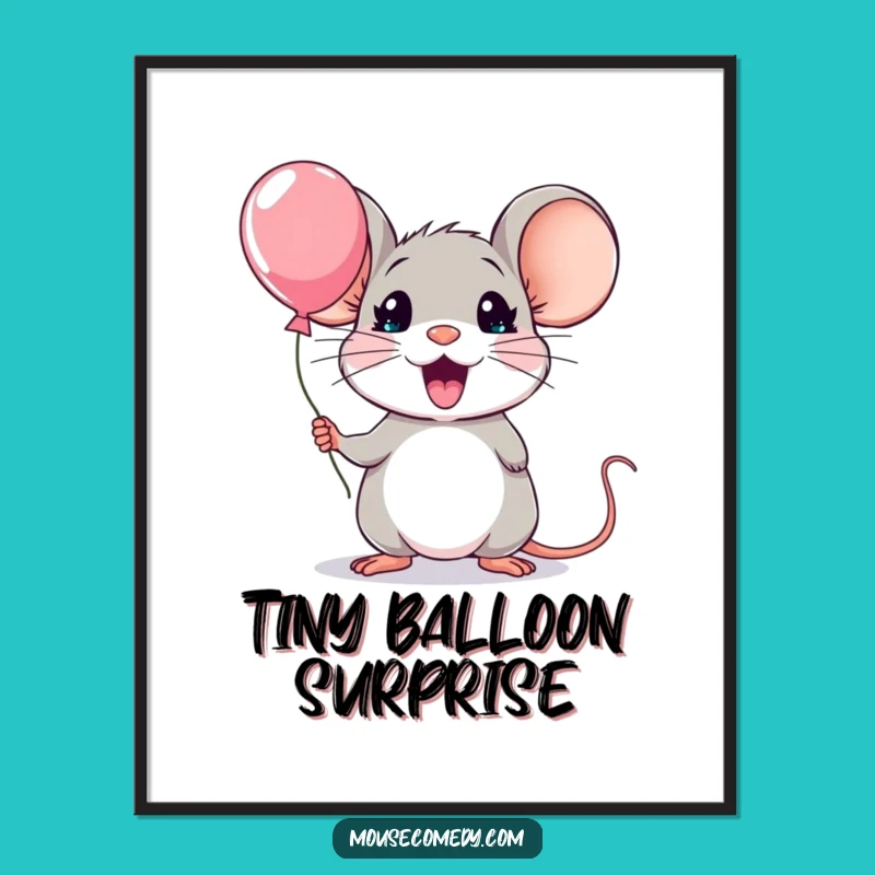 Funny Kawaii Mouse Surprise Digital Art: Instant Exaggerated Download