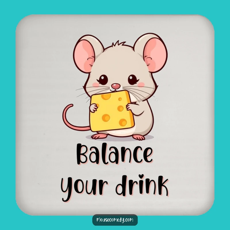 Funny Kawaii Mouse Cheese Balance Coaster: Protect Your Table with Precision Funny Gift!