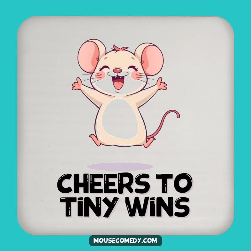 Funny Joyful Mouse Leap Drink Coaster: Protect Surfaces with a Smile, Cute Funny Gift!