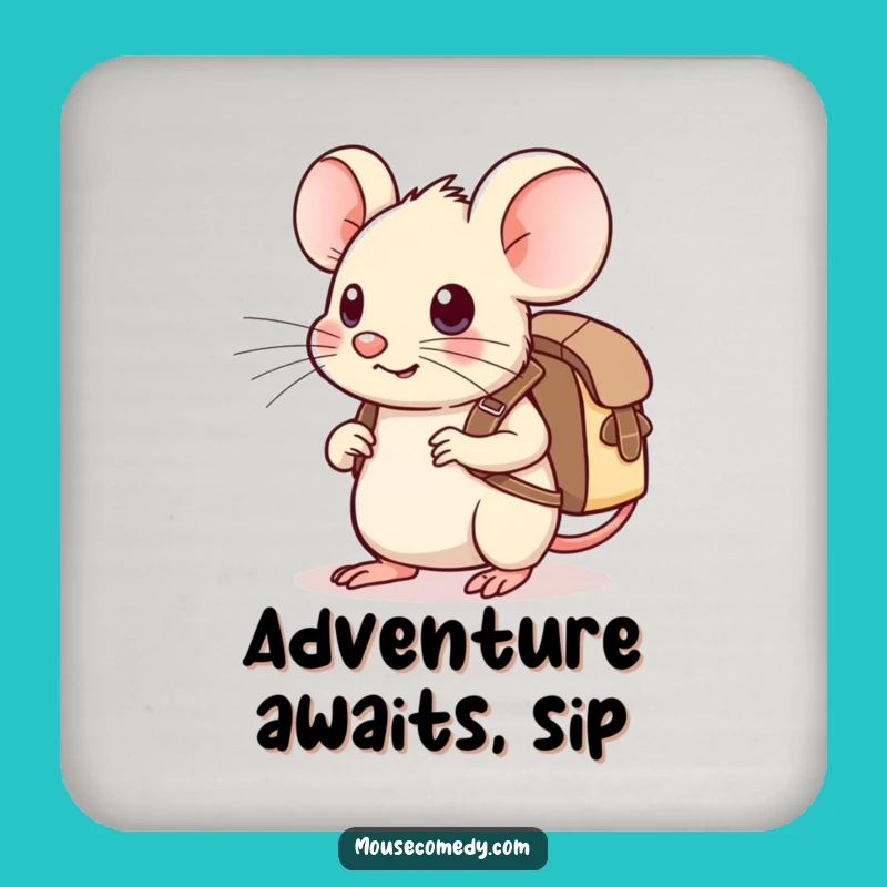 Funny Kawaii Mouse Coaster: Adventure Bound, Charming Humorous Gift