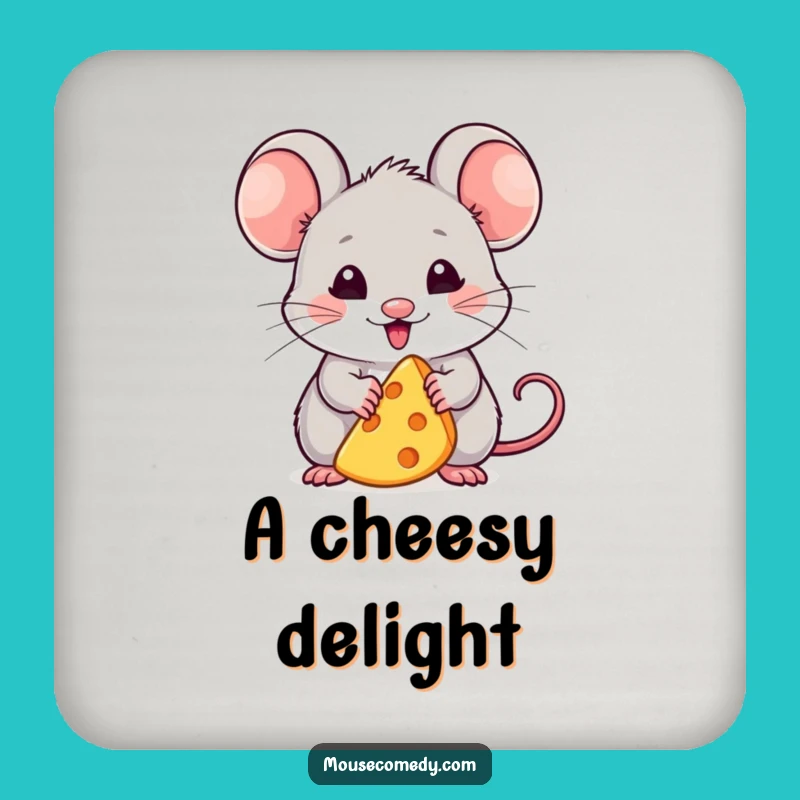Funny Kawaii Mouse Coaster: Cheese Lover's Joy - Cute Drink Accessory Gift!