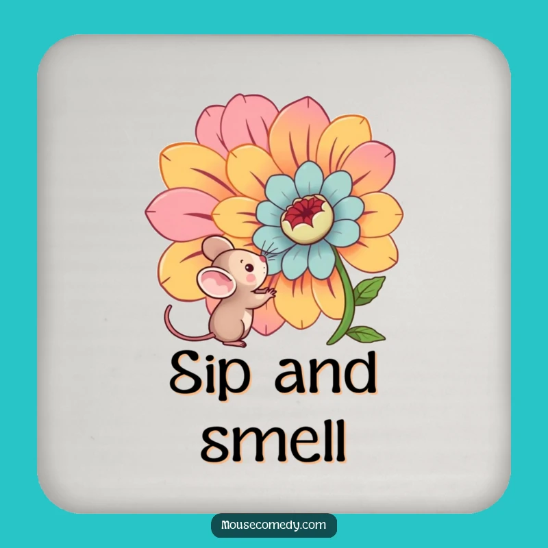 Funny Kawaii Mouse Coaster: Protect Your Surfaces with Floral Charm