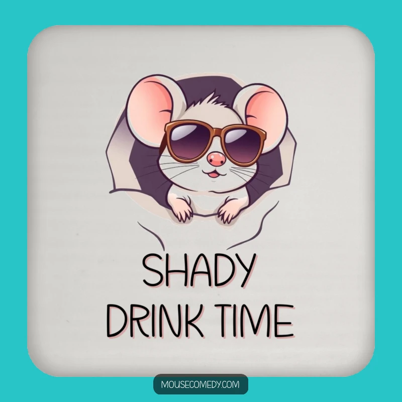 Funny Kawaii Mouse Sunglasses Coaster: Protect Your Table with Coolness Funny Gift!