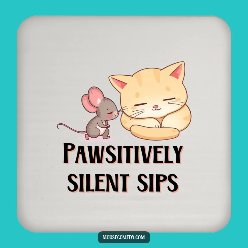 Funny Mouse Cat Break Coaster: Protect Surfaces with Humorous Art, Gift