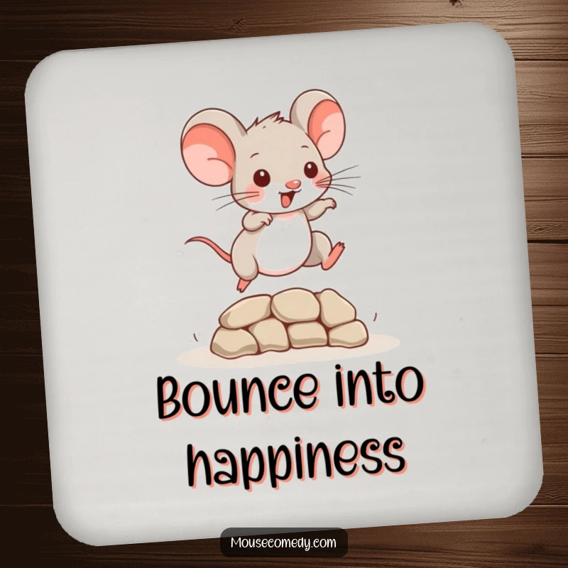 Funny Mouse Coaster: A playful mouse leaping over an obstacle, adding energetic protection to surfaces.