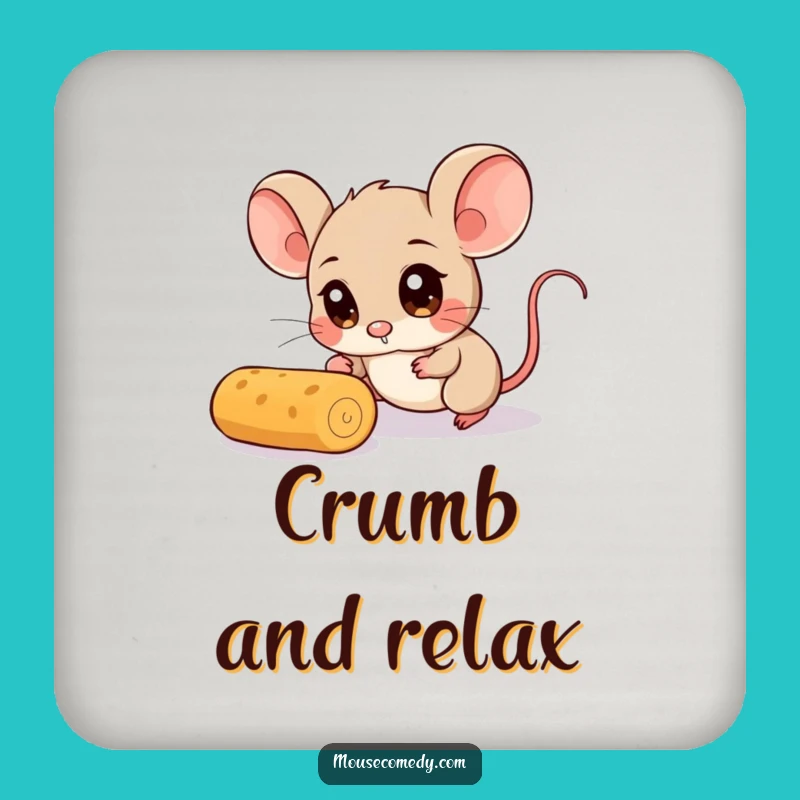 Funny Mouse Coaster: Wide-Eyed Crumb Defense, Cute Funny Gift