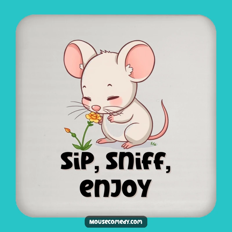 Funny Mouse Sniffing Flower Coaster: Cute Drink Accessory, Perfect Funny Gift for Hosts