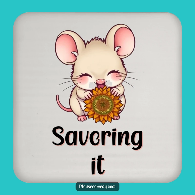 Funny Delighted Mouse Coaster - Happy Seed Protector, Sweet Funny Gift