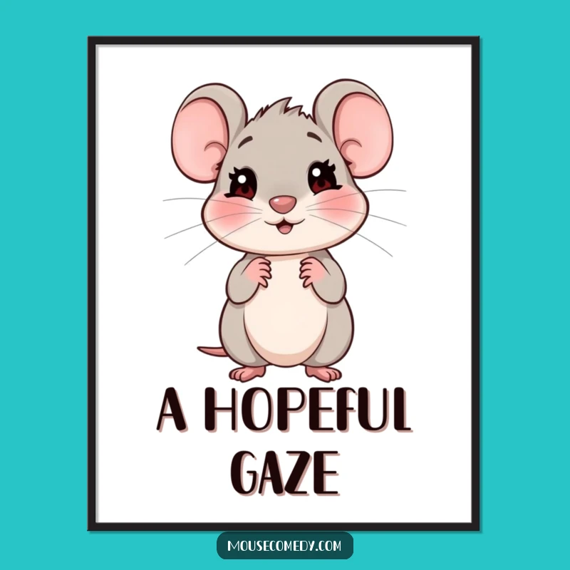 Funny Shy Mouse Poster: Adorable Art for a Gentle Touch