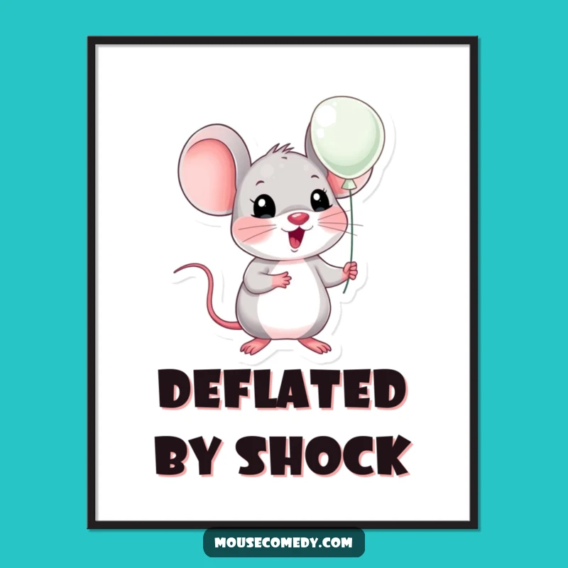 Funny Kawaii Mouse Surprise Balloon Poster: Big Reactions, Small Art Funny Gift!