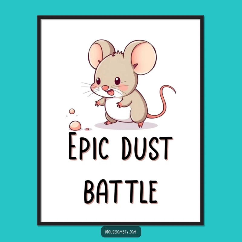 Funny Kawaii Mouse Poster - Tiny Hunter Art, Hilarious Wall Decor