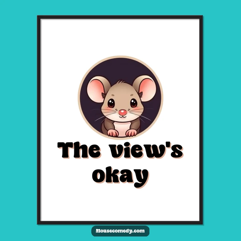 Funny Curious Mouse Poster - Peek-a-Boo Art, Humorous Wall Decor Gift