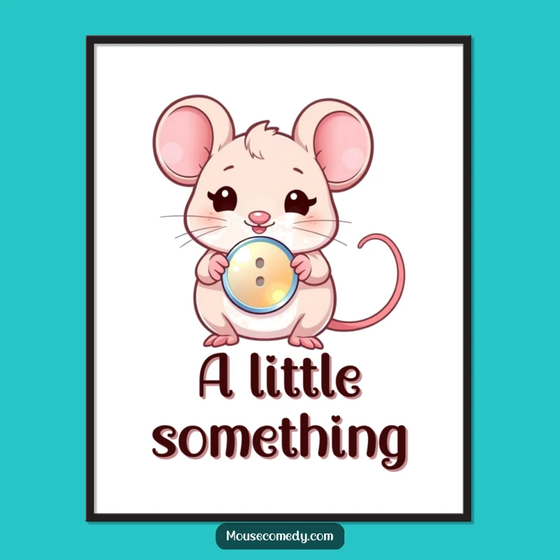 Funny Kawaii Mouse Button Poster: Adorable Art for Your Walls