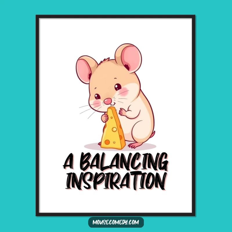 Funny Kawaii Mouse Cheese Poster: Adorable Wall Art for a Humorous Home