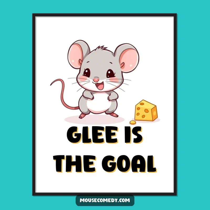 Funny Mouse Cheese Poster: Adorable Rodent Art Print Gift