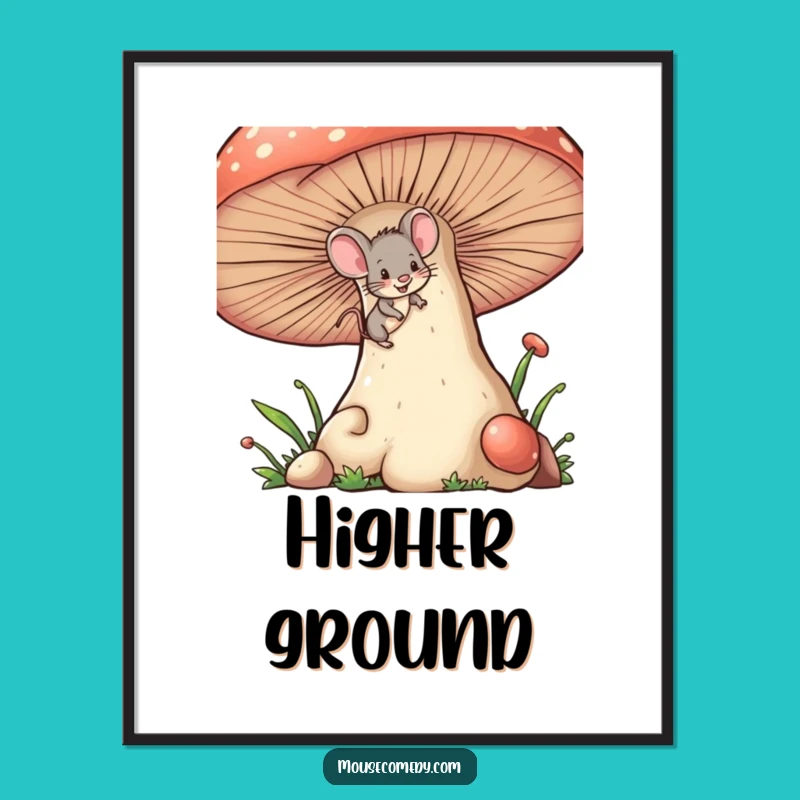 Funny Mischievous Mouse Poster - Winking Climber Art, Charming Funny Gift