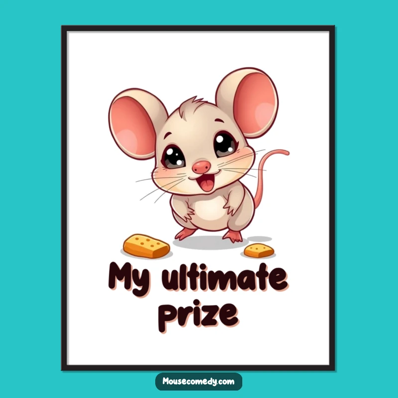 Funny Mouse Crumb Chasing Poster: Expressive Art for Joyful Lives, Cute Funny Gift