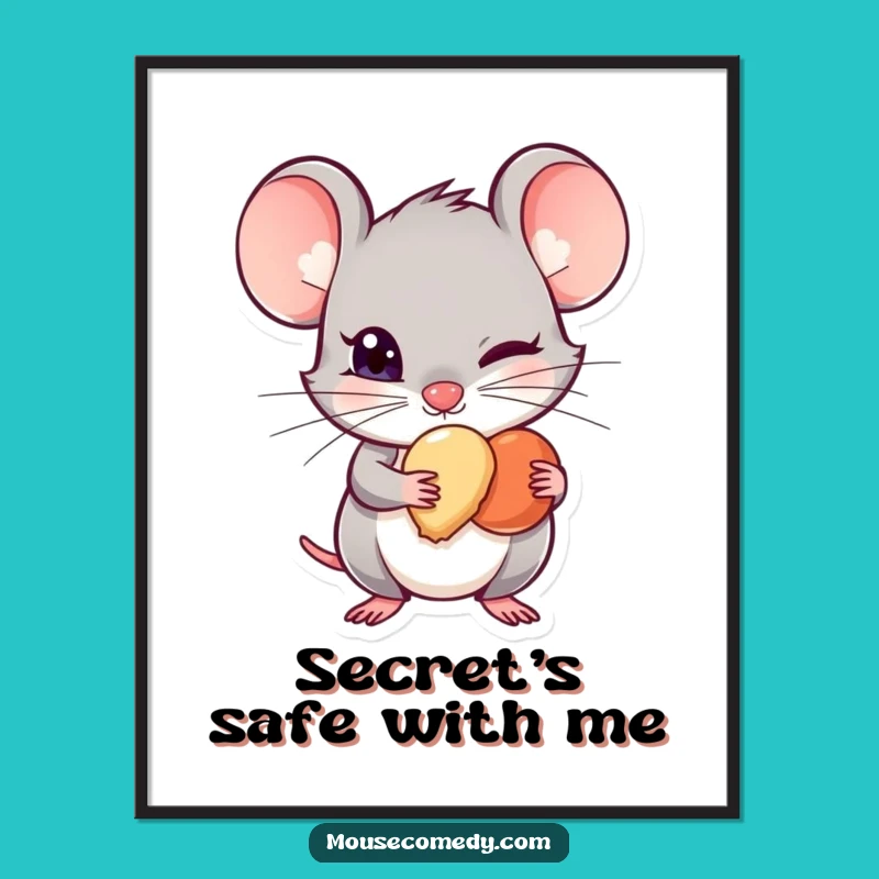 Funny Mischievous Mouse Poster - Secret Treat Hider Art, Gift Idea