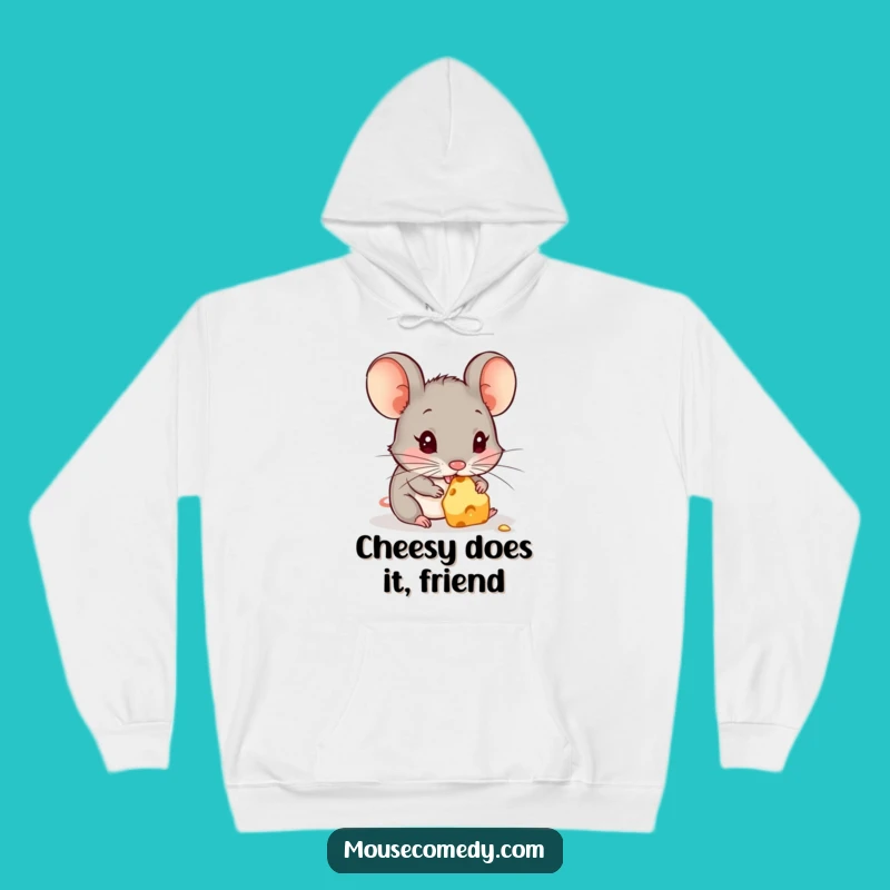 Funny Cozy Mouse Hoodie - Warm & Whimsical Cheese Nibbling Design