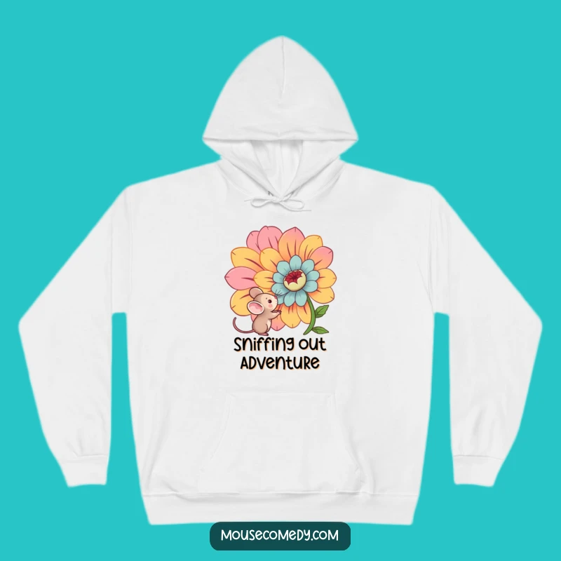 Cozy Funny Kawaii Mouse Hoodie: Embrace Whimsy with a Giant Flower Design