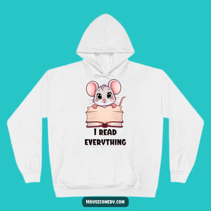 Funny Kawaii Mouse Hoodie: Cozy Reader Comfort - Warm Bookish Gift!