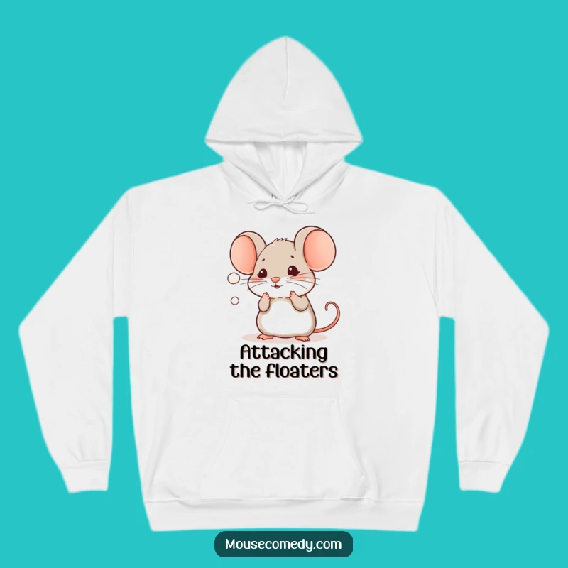 Funny Kawaii Mouse Hoodie: Dust Mote Play, Cozy Humorous Gift