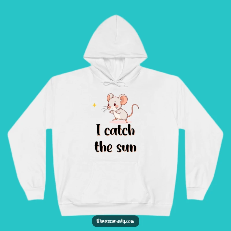 Funny Kawaii Mouse Hoodie: Light Chasing, Cozy Humorous Gift for Comfort