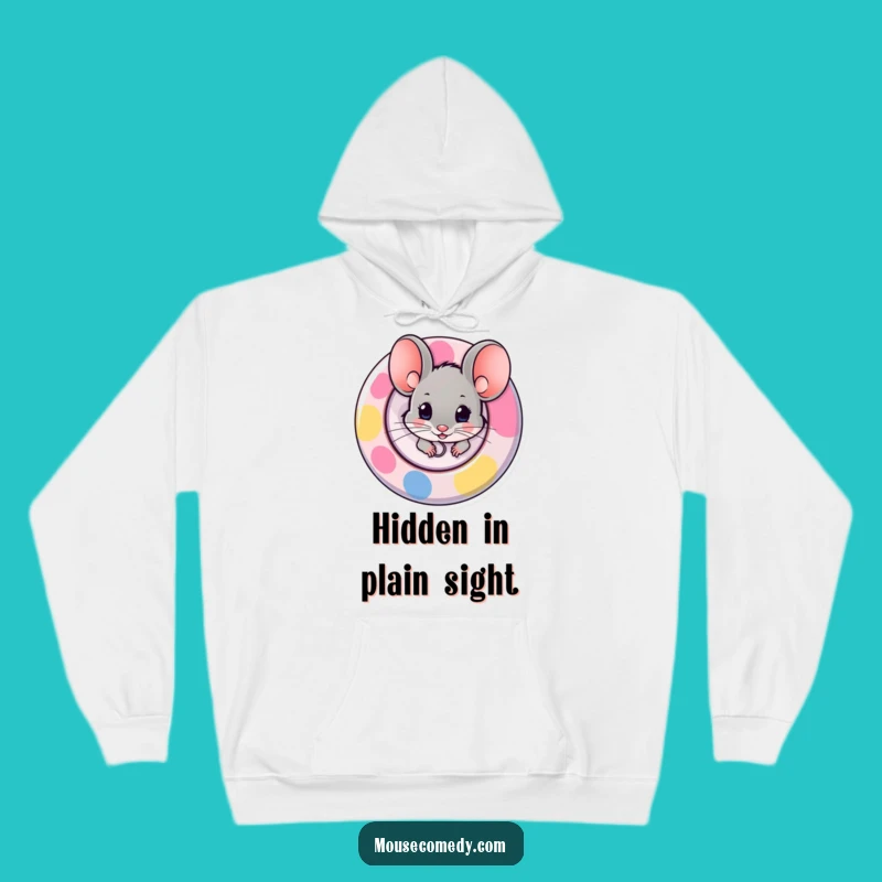 Cozy Funny Mouse Hoodie: Button Peek - Warm Gift!