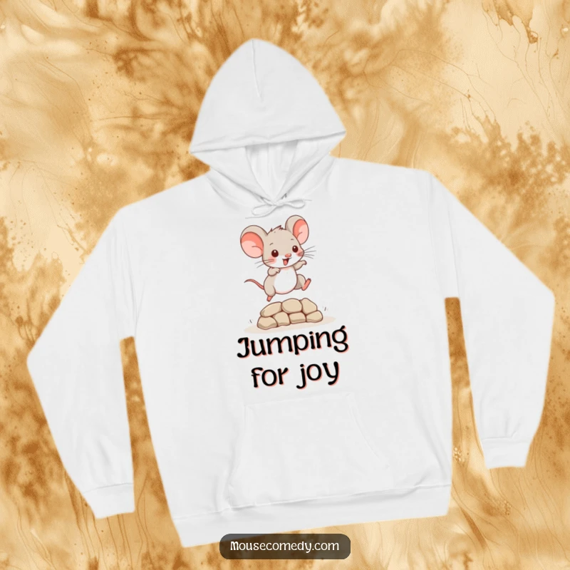 Funny Mouse Hoodie: A playful mouse leaping over an obstacle, offering cozy warmth and a spirit of adventure.