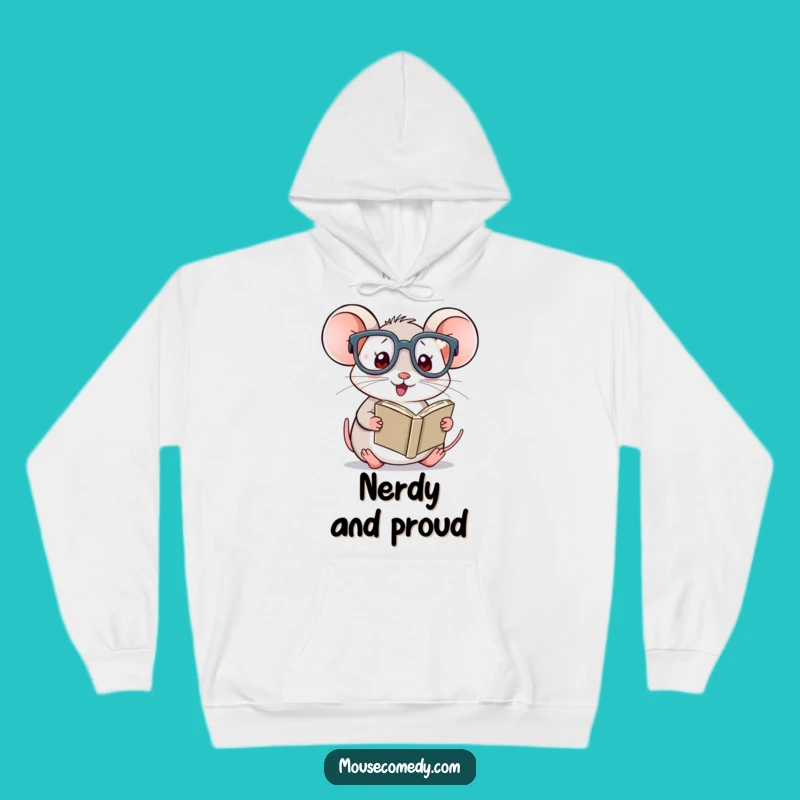 Cozy Funny Kawaii Mouse Reading Hoodie - Warm and Hilarious Bookworm Gift