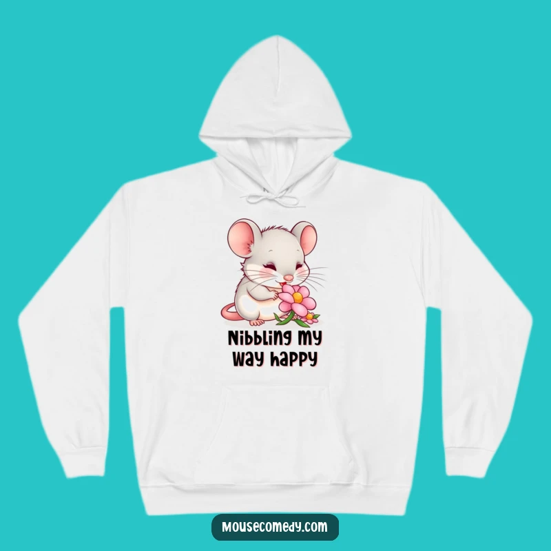 Cozy Funny Content Mouse Petal Hoodie: Snuggle in Serenity, Ideal Funny Gift!