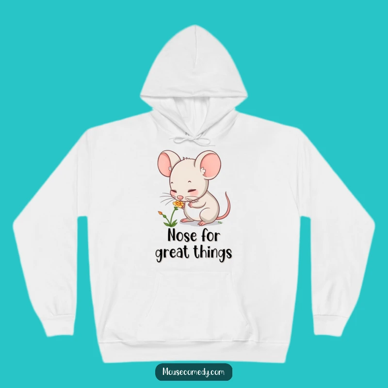 Funny Mouse Sniffing Flower Hoodie: Cozy Cute Animal Sweatshirt, Ideal Funny Gift for Cold Days