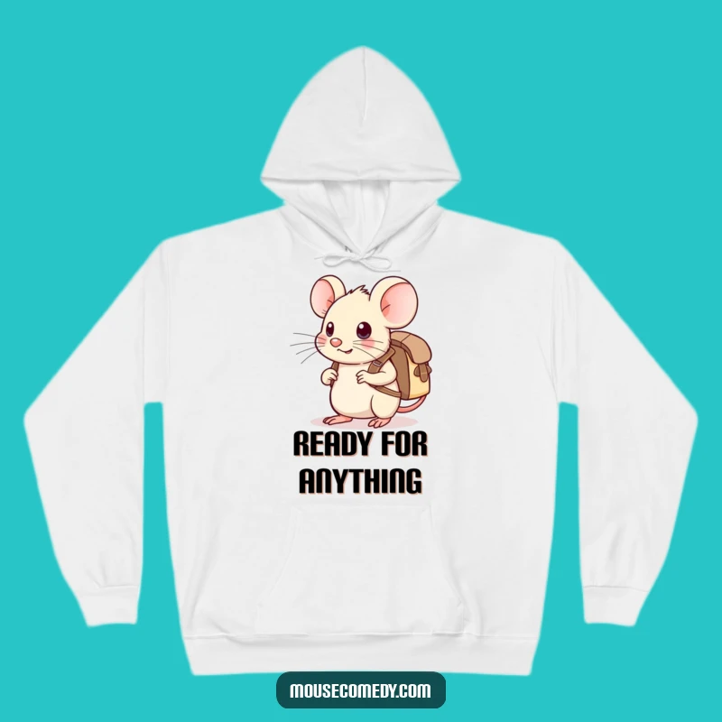 Funny Kawaii Mouse Hoodie: Adventure Ready Backpack, Cozy Humorous Gift