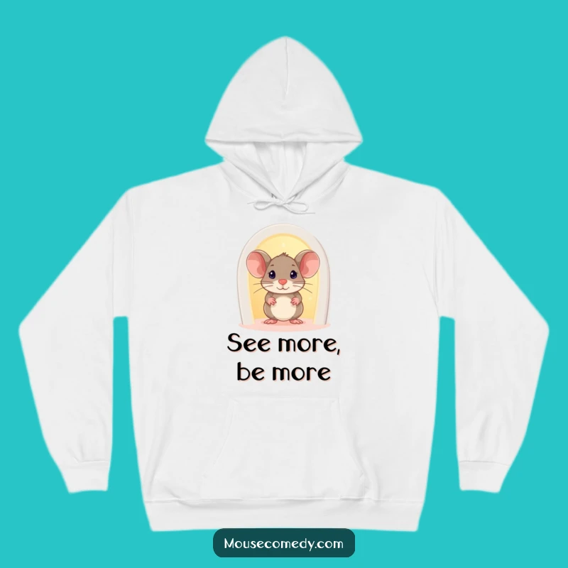Cozy Funny Mouse Glowing Doorway Hoodie: Warmth for Curious Minds, Awesome Gift