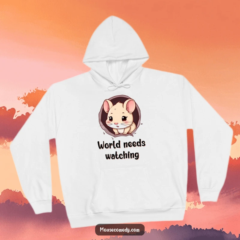 Funny Mouse Hoodie: A curious mouse peeking from a hole in the wall, offering cozy comfort and a sense of wonder.