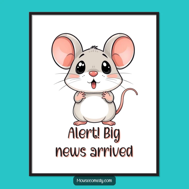 Free Printable Wall Art: Surprised Mouse Funny Downloadable Decor Gift