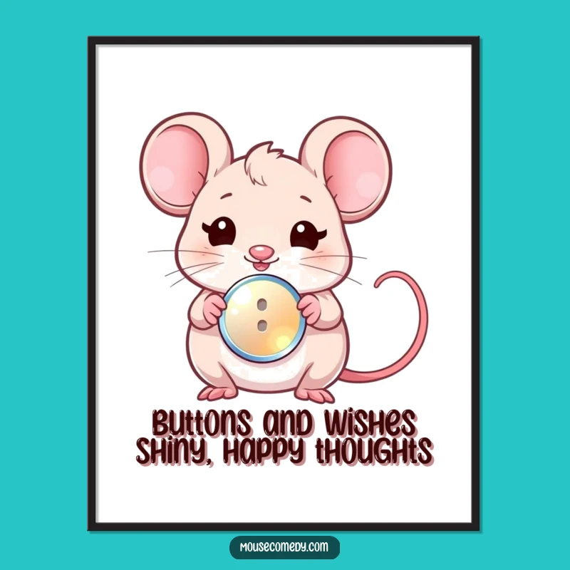 Funny Free Printable Wall Art: Kawaii Mouse Wink, Downloadable Art