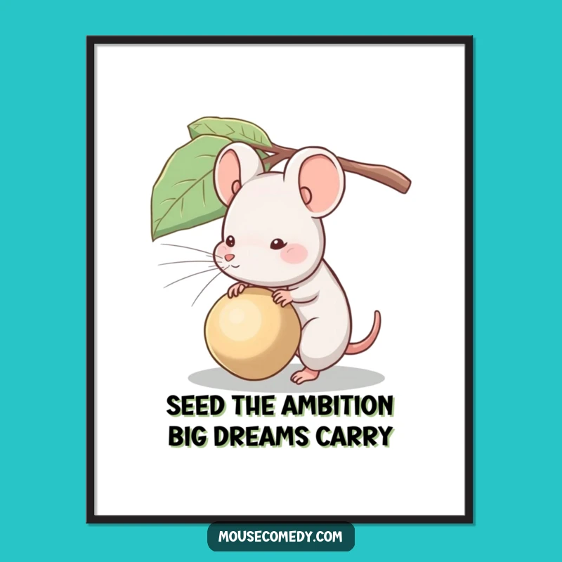 Free Printable Wall Art: Ambitious Mouse & Seed - Humorous Downloadable Decor