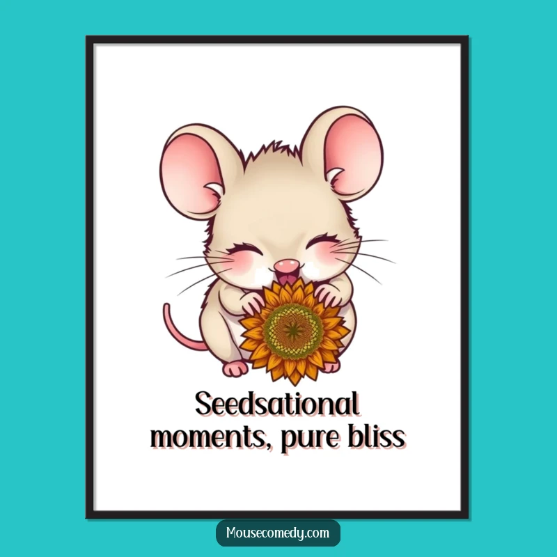 Free Printable Wall Art: Delighted Mouse Nibbling Funny Downloadable Art for Home