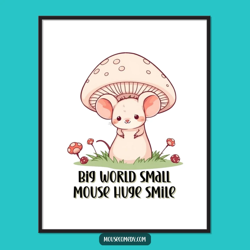 Free Printable Wall Art: Shy Mouse Hiding - Whimsical Funny Downloadable Decor