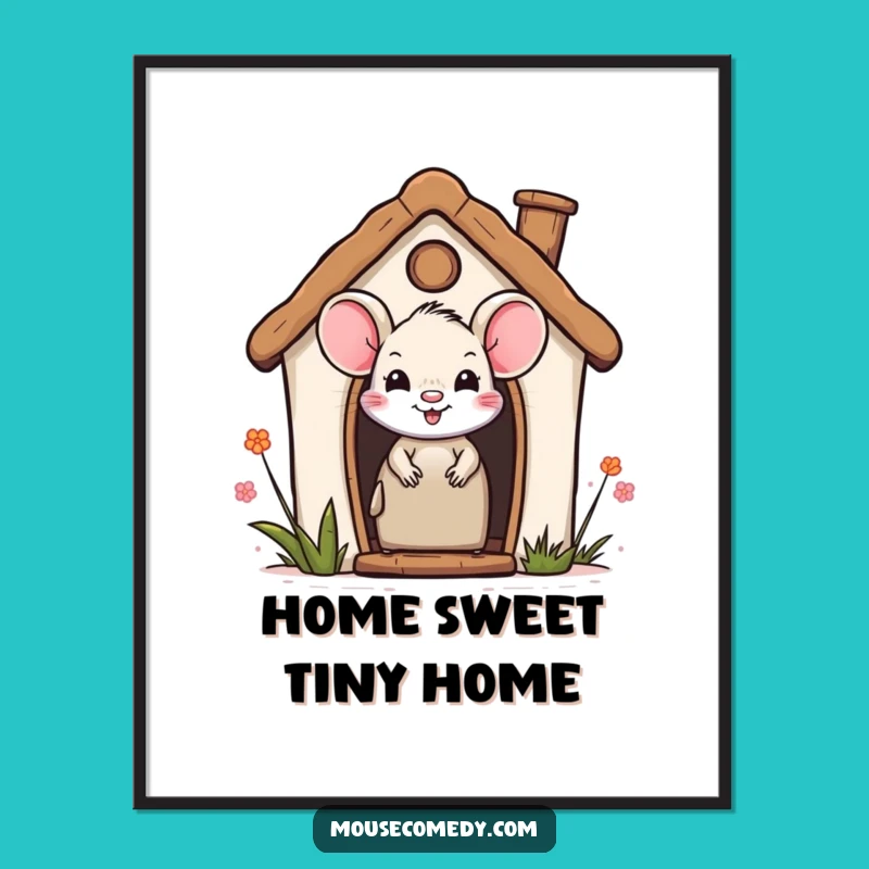 Free Printable Wall Art: Smiling Mouse Peeking, Cozy Miniature Home Decor Download!