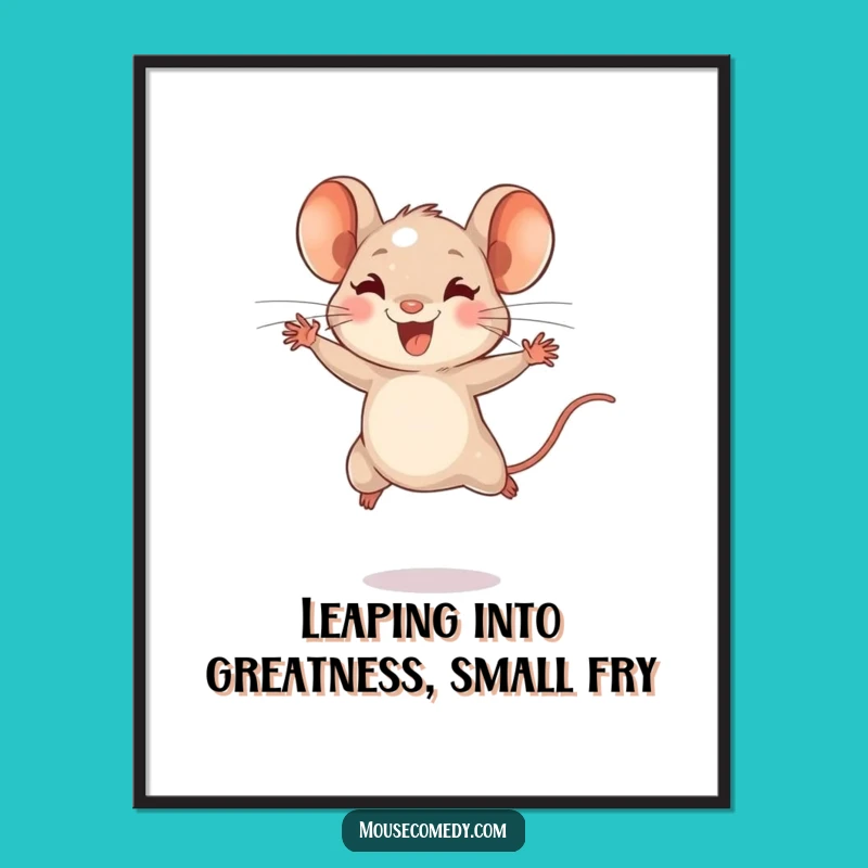 Funny Free Printable Wall Art: Leaping Mouse, Energetic Downloadable Decor