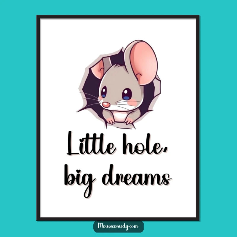 Funny Free Printable Wall Art: Peeking Mouse, Minuscule Hole Downloadable Decor