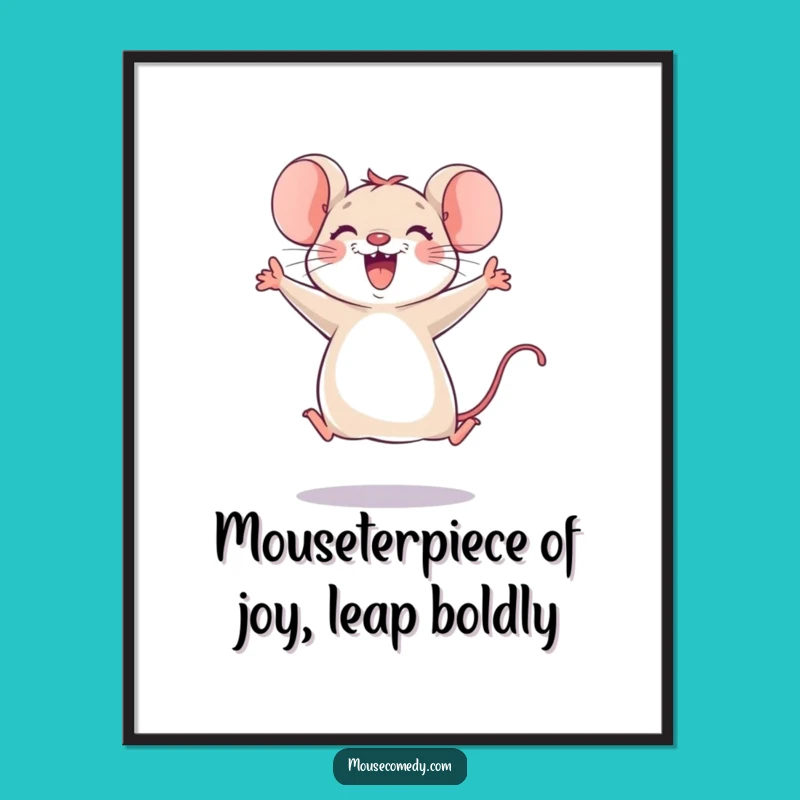 Joyful Mouse Leap Free Printable Wall Art - Funny Downloadable Decor Gift