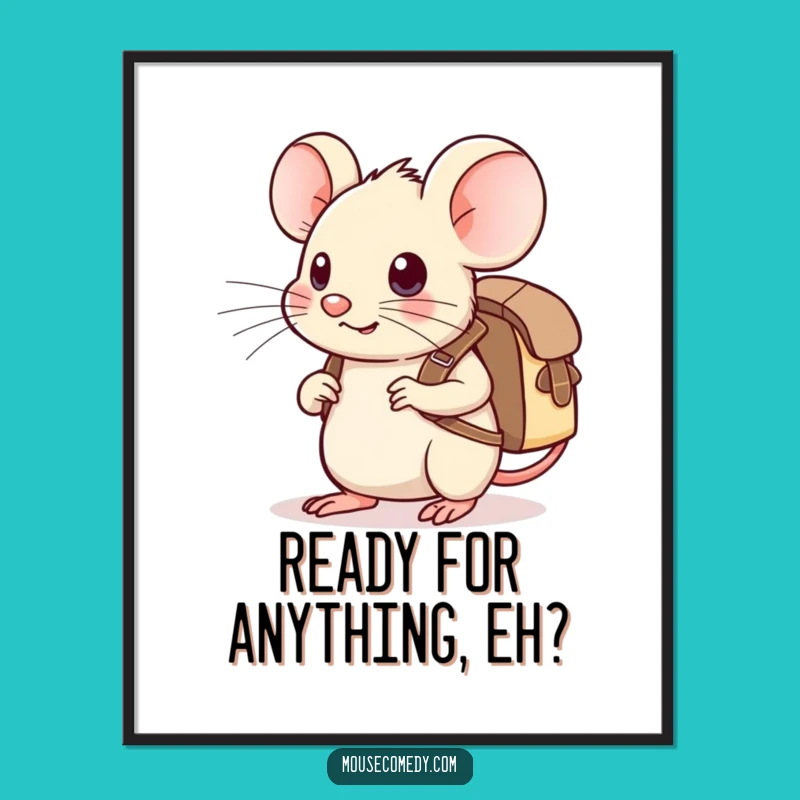 Free Printable Kawaii Mouse Adventure Art: Ready Explorer, Downloadable Wall Decor