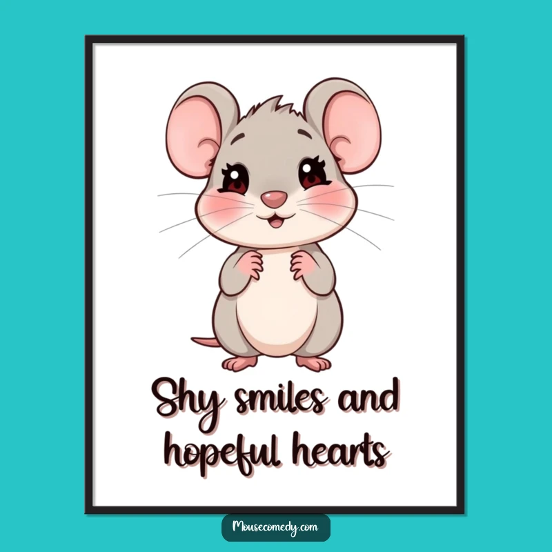 Funny Free Printable Wall Art: Shy Mouse Look, Downloadable Art Gift