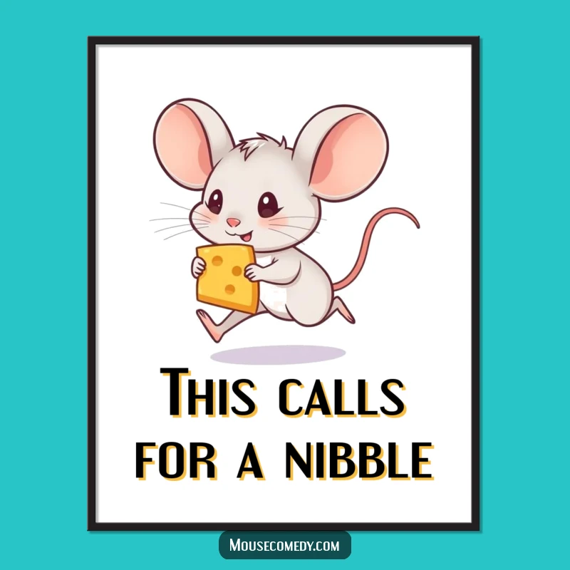 Funny Free Printable Wall Art: Fast Mouse with Cheese, Downloadable Quirky Decor!