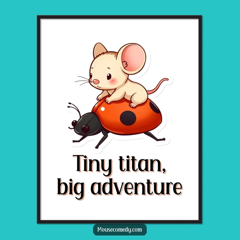 Funny Free Printable Wall Art: Mouse & Ladybug Adventure, Whimsical Art