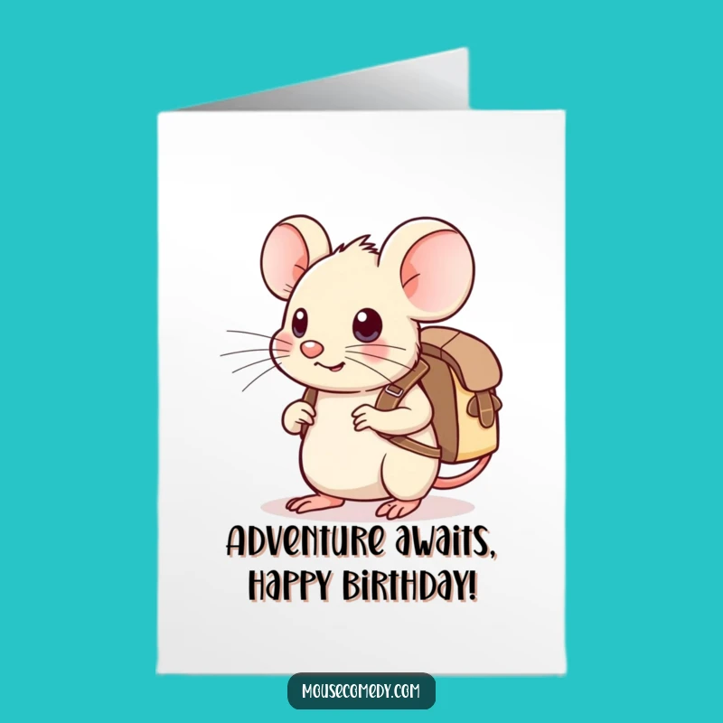 Free Printable Kawaii Mouse Adventure Birthday Card: Ready for Fun Downloadable